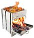 Merkloos Houtgestookte Campingkachel - Draagbare Grill - Opvouwbaar en Lichtgewicht - Roestvrijstaal - Voor Buiten Koken - Ideaal voor Kamperen