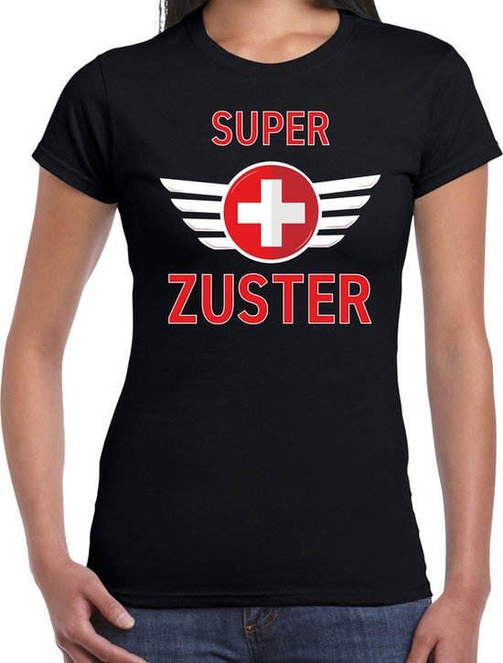 Bellatio Decorations Super zuster cadeau t-shirt zwart voor dames 2XL