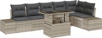 vidaXL Tuinbank Set Lichtgrijs Polyrattan