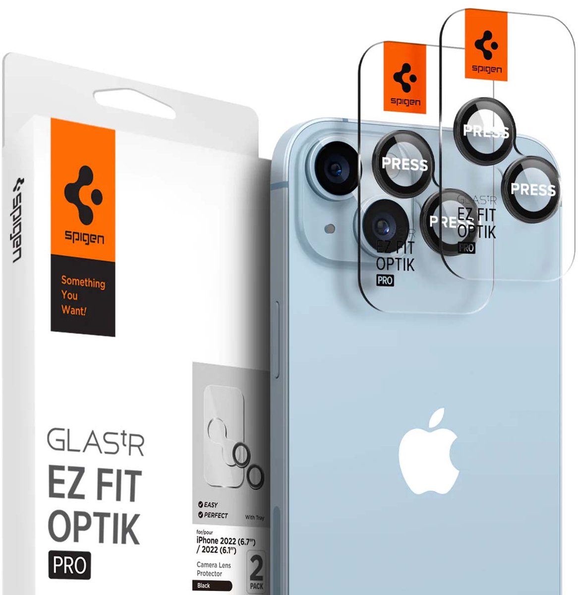 Spigen iPhone 14 / iPhone 14 Plus Cameralens Tempered Glass - 2 stuks
