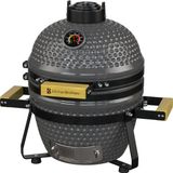 KitchenBrothers Kamado BBQ - 13 Inch Houtskool Barbecue - 27⌀ cm - PFAS-vrij - Deluxe Set - Egg BBQ met Accessoires inclusief Hoes - Vaderdag Cadeau - Grijs