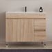 Haro Meuble de salle de bain 100cm vasque simple sans miroir à poser avec portes et tiroirs - Cambrian (chêne clair)