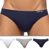 Addicted Lot de 3 Slips Bikini Coton Blanc - Bleu Marine - Gris