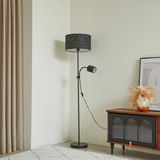Lindby vloerlamp 2-lichts mat nikkel, grijs