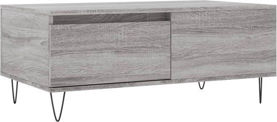 vidaXL Salontafel - 90x50x36,5 cm - Bewerkt Hout - Grijs Sonoma