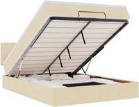 vidaXL Bed poef met matras en LED's stof 140x190 cm crème