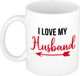 Bellatio Decorations I love my husband cadeau koffiemok / theebeker wit met Cupido pijl - 300 ml - valentijn cadeautje / huwelijkscadeau voor hem