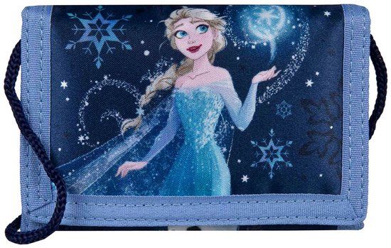 UNDERCOVER Portemonnee Frozen Blauw Kinderen Polyester Klittenband 3 Vakken 13x8cm
