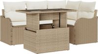 vidaXL - Eettafel Set - 5-delig - Beige - Poly Rattan