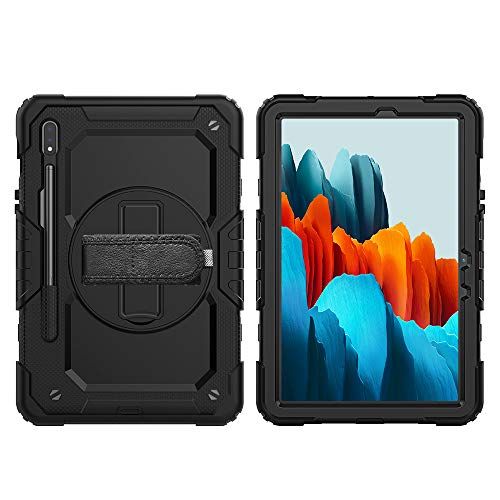 Lobwerk 4-in-1 hoes met draagriem voor Samsung Galaxy Tab S7 T-870 T-875 11 inch outdoor cover bescherming + standaard zwart