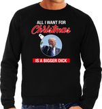 Bellatio Decorations Trump All I want for Christmas foute Kerst trui - zwart - heren - Kerst sweater / Kerst outfit L