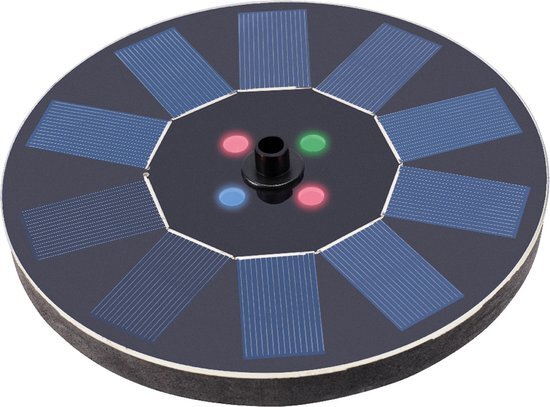 Lumineo Solar fontein met led verlichting - D16 cm - zwart - vijver sierfontein