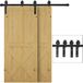 Kit de rail coulissant pour porte de grange de 2 m, système double rail de 100 cm de large, supportant 90 kg pour épaisseur de porte 35-40 mm