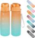 Unyqoos® Tritan gourde 900 ml – sans BPA, gourde de sport étanche avec paille, orange/vert, design stable pour l'école et l'extérieur (WA4)