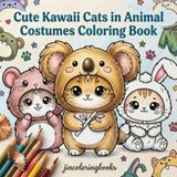 Cute Kawaii Cats in Animal Costumes Coloring Book