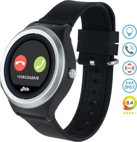 Spotter GPS Tracker Horloge Kids - Kinderhorloge - Smartwatch Kind - Watch Air - Inclusief Prepaid Simkaart - Stappenteller Horloge - Zwart