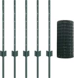 vidaXL Euro-hek met palen 10 x 0,6 m PVC-coated staal groen mesh