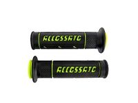 Paar Accossato Paar handgrepen van zwart tweecomponenten rubber met opschrift neongeel voor Suzuki GSX-R 600 (2004-2005)