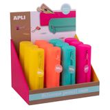 APLI 20404 presentatiedoos met 12 ronde siliconen hoesjes, fluorescerend, gesorteerd