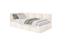 Lit ado 120x200, tête de lit à gauche, matelas, velours crème