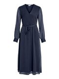 VILA Maxi-jurk VIFALIA met lange mouwen, V-hals, A-lijn, effen, 100% gerecycled polyester, navy blazer, maat 36