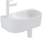 QeramiQ Fuente lavabokraan – 40x21.5x12 cm – keramiek wit glans – kraangat links – mat witte kraan – geribbeld