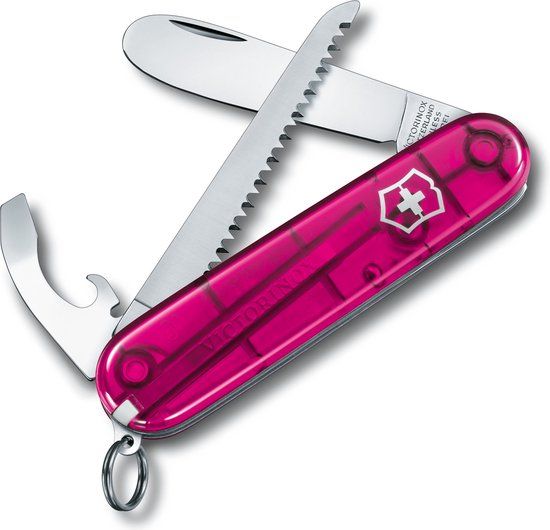 Victorinox Kinderzakmes - 9 functies - Transparant Roze - Inclusief Nekkoord