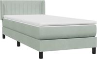 vidaXL Boxspring met matras fluweel lichtgrijs 90x220 cm
