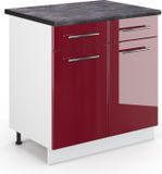 Vicco Fame-Line Keukenonderkast – 80 cm, WB Antraciet Bordeauxrode hoogglans