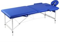 vidaXL Massagetafel met 2 zones inklapbaar aluminum frame blauw