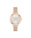 Lacoste Riga 2001400 analoog dameshorloge, behuizing 34 mm, zilverkleurige wijzerplaat, roze roestvrij staal, Milanese mesh, waterdicht 5 ATM, Roze