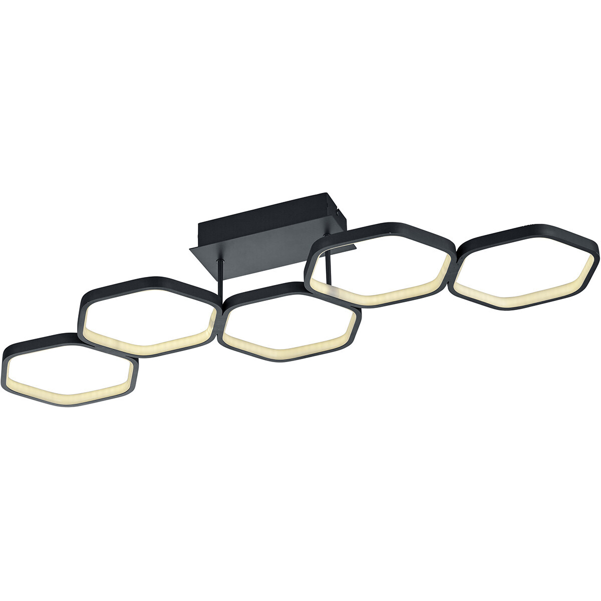 BES LED LED Plafondlamp - Trion Vigon - 24W - Warm Wit 3000K - Dimbaar - Rechthoek - Mat Zwart - Aluminium