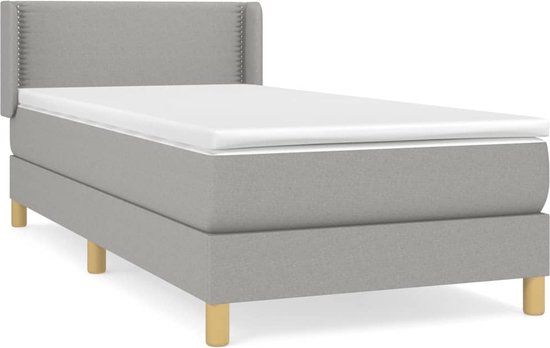 vidaXL Boxspring met matras stof lichtgrijs 90x190 cm