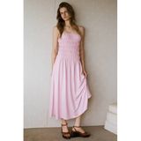 Mango Lichtroze Midi Zomerjurk