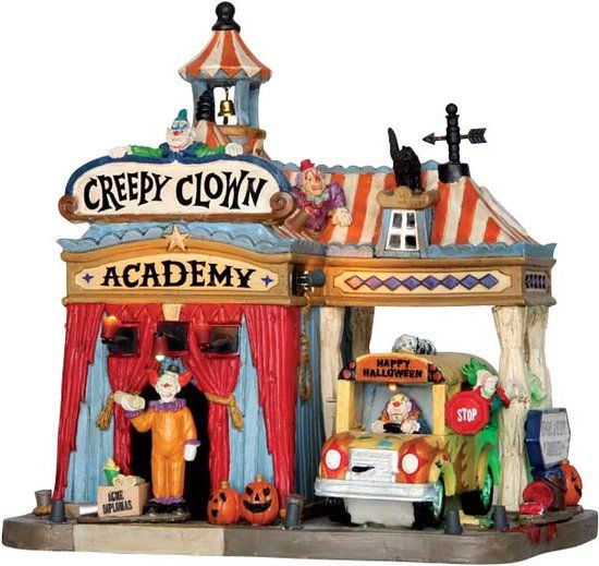 Lemax Creepy Clown Academy - Halloween Kerstdorp met Verlichting en Geluid