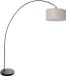 Mexlite Vloerlamp Solva 3898ZW zwart met grijs textiel lampenkap, hoogte 185 cm, kantelbaar