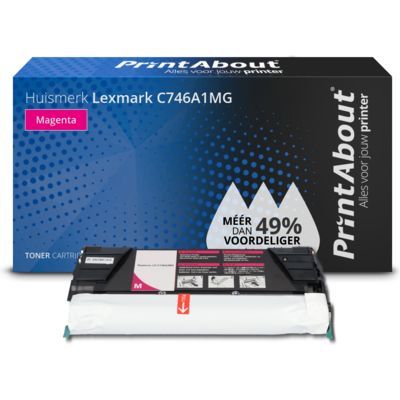PrintAbout Huismerk Lexmark C746A1MG Toner Magenta - Compatibel