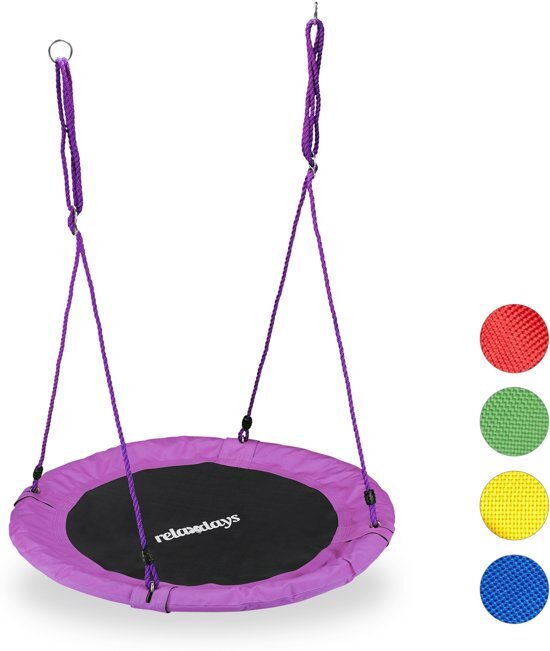 Relaxdays Nestschommel - kinderschommel - schotelschommel - schommel buiten - rond - 90 cm purper