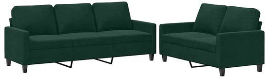 vidaXL - 2-delige Loungeset met kussens - fluweel - donkergroen