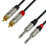 Adam Hall 4 Star Series audiokabel 2 x RCA-stekker naar 2 x 6,3 mm jack mono