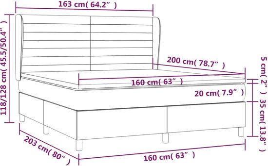 vidaXL Boxspring met matras fluweel roze 160x200 cm