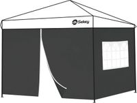 Sekey paviljoen zijwanden 2 stuks met rits en raam, geschikt voor 3x3m, 3x6m en 3x9m, zwart, stof