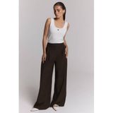 Alix the Label wide leg pantalon met plooien - bruin