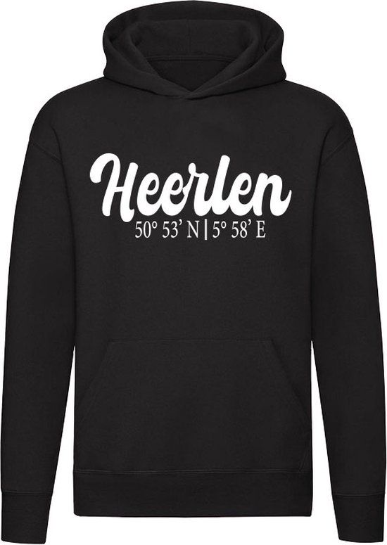Sol's Heerlen Coordinaten Hoodie - Zwart - Unisex - Maat L