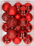 Kaemingk B.V. 37x pièces boules de Noël en plastique rouge 6 cm
