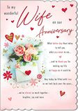 Piccadilly Greetings Piccadilly 9" x 6" - (A20222) Vrouw Jubileumkaart - Harten en Rozen, Wit