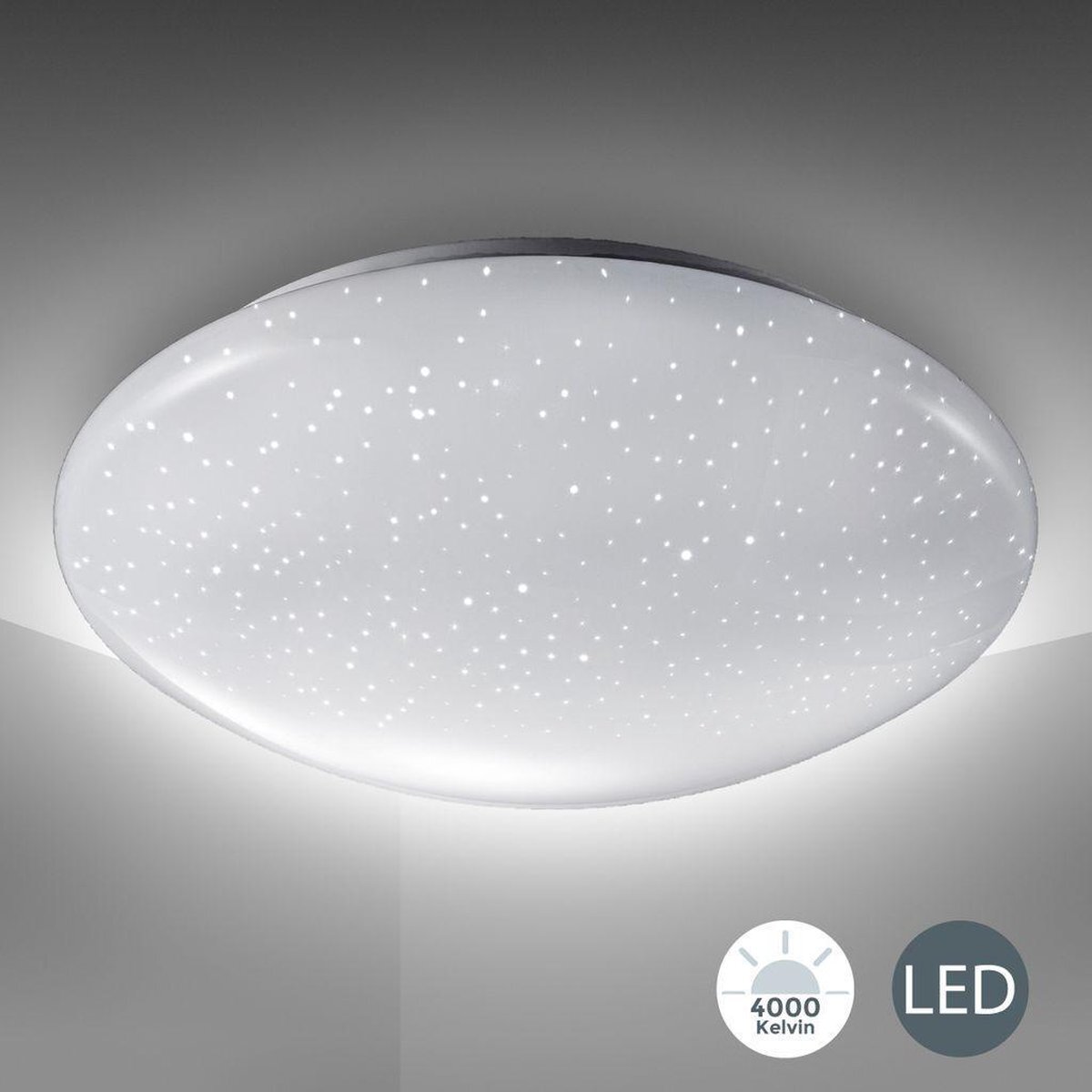 B.K.Licht - LED Plafondlamp - kinderkamer lamp - sterrenhemel effect - Ø29cm - 4.000K - 1200LM - 12W