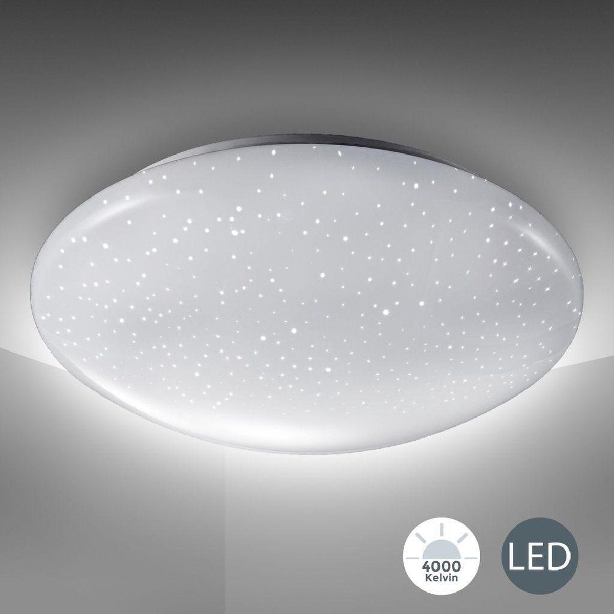 B.K.Licht LED Plafondlamp Kinderkamer - Sterrenhemel Effect - Ø29cm - 4.000K - 1200LM - 12W - Wit