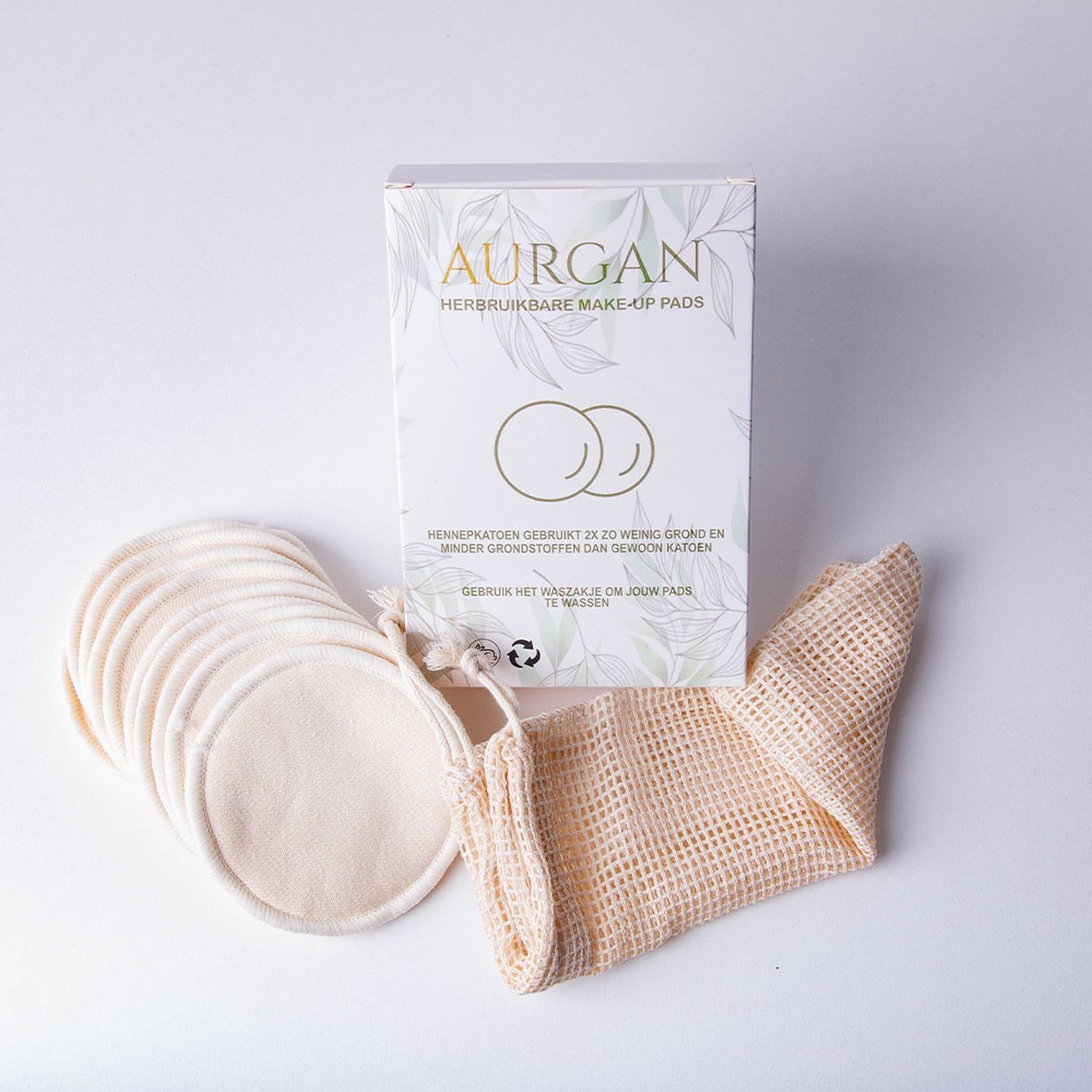 aurgan herbruikbare hennep make up remover pads - Make up verwijderpads - Hennep katoen