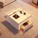 MODENUIT Table basse - Avec 2 tiroirs et éclairage LED - Blanc
